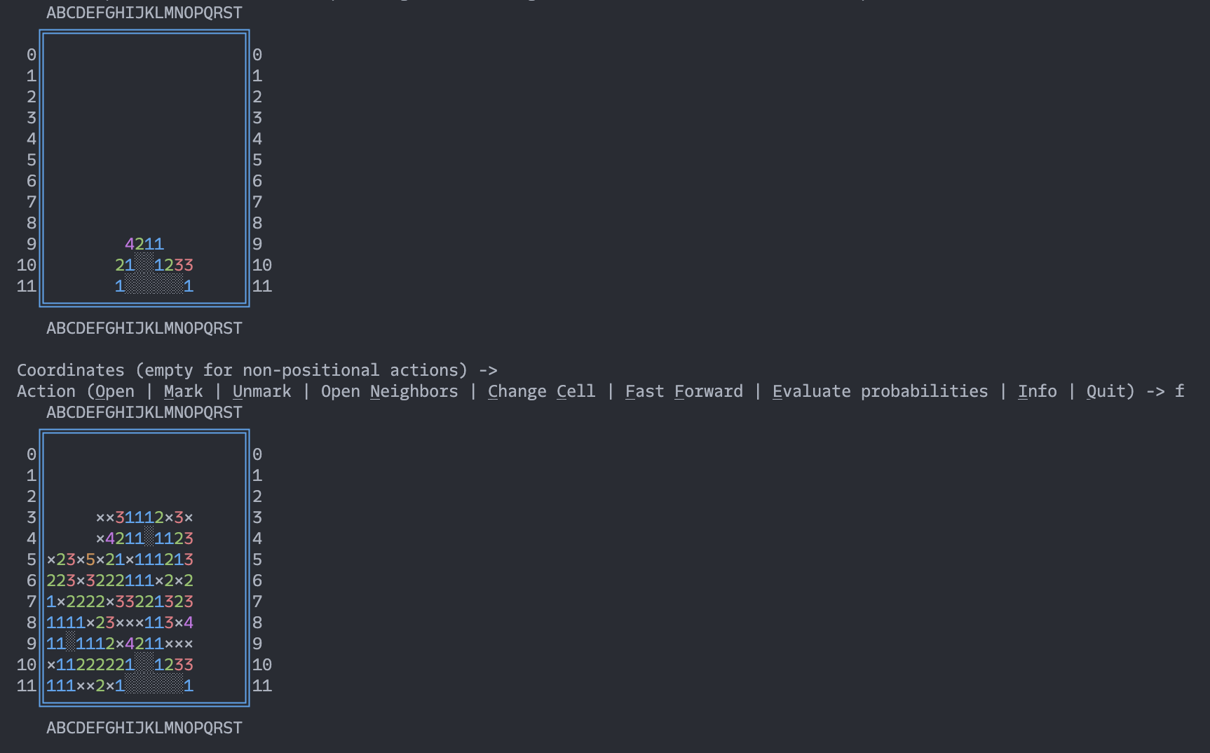 minesweeper screenshot — fast-forwarding