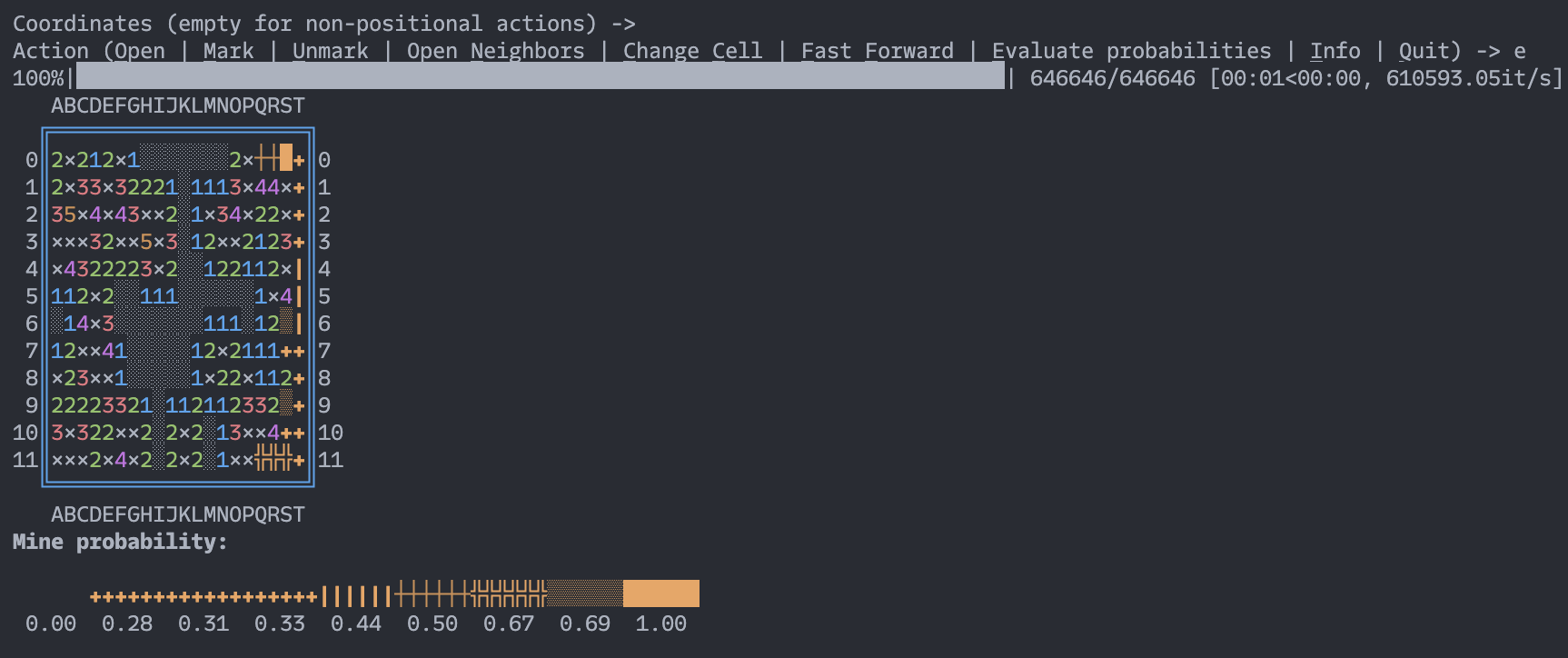 minesweeper screenshot — brute-forcing